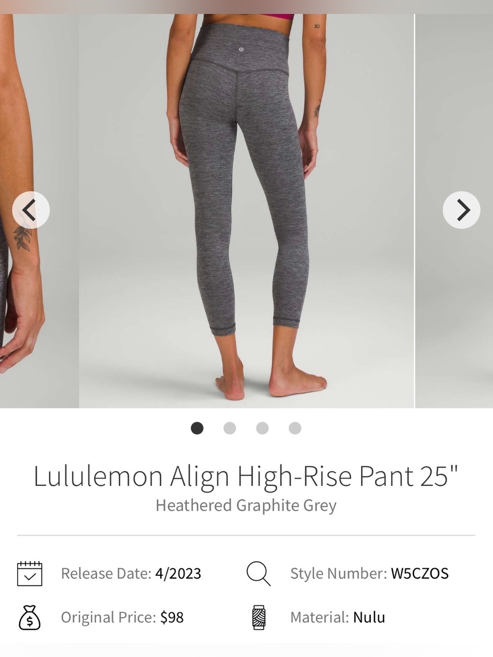 Lululemon Align High Rise Pant 25" Sz 4